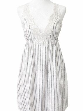 Altar’d State Lace Boho Mini Dress Small White Striped Crochet Sleeveless